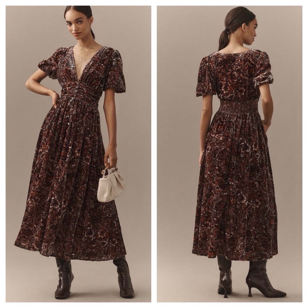 NWT Anthropologie The Katerina Button-Front Dress:
Velvet Edition